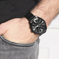  Shop Authentic Emporio Armani Claudio Chronograph Black Dial Black Leather Strap Watch For Men - AR11483 - Luxxuri