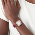  Shop Authentic Emporio Armani Gianni T Bar Crystals Maroon Dial Maroon Leather Strap Watch for Women - AR11487 - Luxxuri