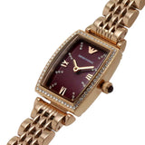  Shop Authentic Emporio Armani Two Hand Diamonds Burgundy Dial Rose Gold Steel Strap Watch For Women - AR11488 - Luxxuri
