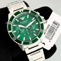  Shop Authentic Emporio Armani Diver Chronograph Green Dial Silver Steel Strap Watch For Men - AR11500 - Luxxuri