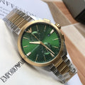  Shop Authentic Emporio Armani Claudio Chronograph Green Dial Two Tone Steel Strap Watch For Women - AR11511 - Luxxuri