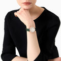  Shop Authentic Emporio Armani Pro Planet Analog Silver Dial Green Leather Strap Watch For Women - AR11517 - Luxxuri