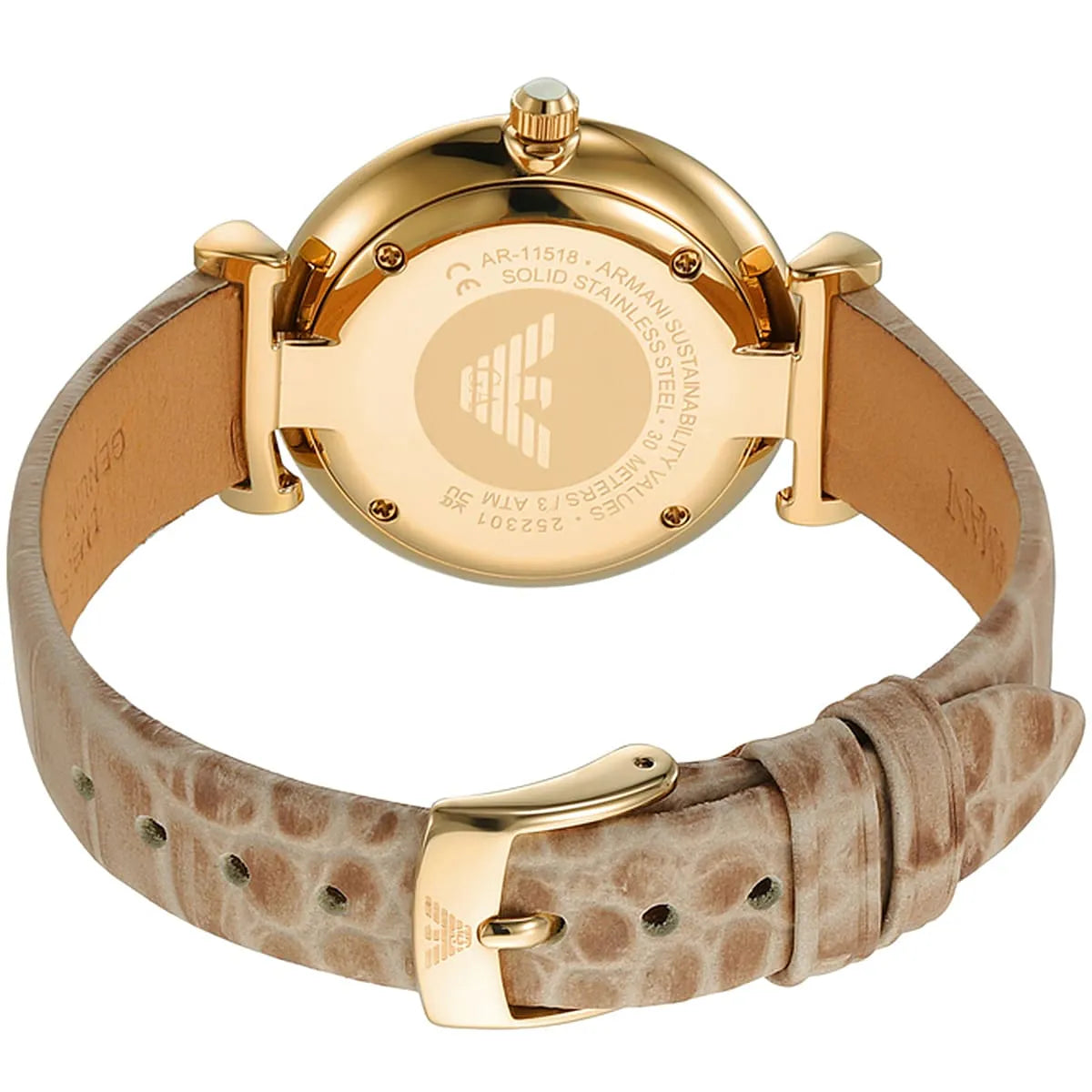  Shop Authentic Emporio Armani Gianni T Bar Analog Silver Dial Beige Leather Strap Watch For Women - AR11127 - Luxxuri