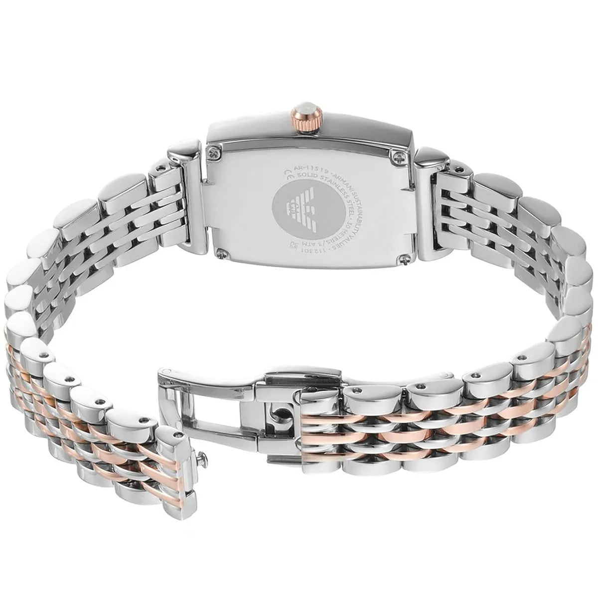  Shop Authentic Emporio Armani Gianni T Bar White Mother Of Pearl Dial Two Tone Steel Strap Watch For Women - AR11519 - Luxxuri