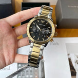  Shop Authentic Emporio Armani Analog Chronograph Black Dial Two Tone Steel Strap Watch For Men - AR11521 - Luxxuri
