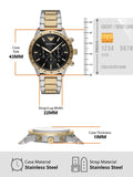  Shop Authentic Emporio Armani Analog Chronograph Black Dial Two Tone Steel Strap Watch For Men - AR11521 - Luxxuri