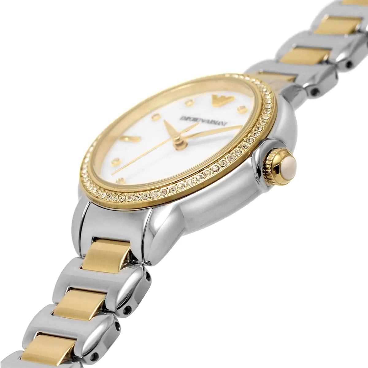  Shop Authentic Emporio Armani Mia Quartz Mother of Pearl Dial Two Tone Steel Strap Watch For Women - AR11524 - Luxxuri