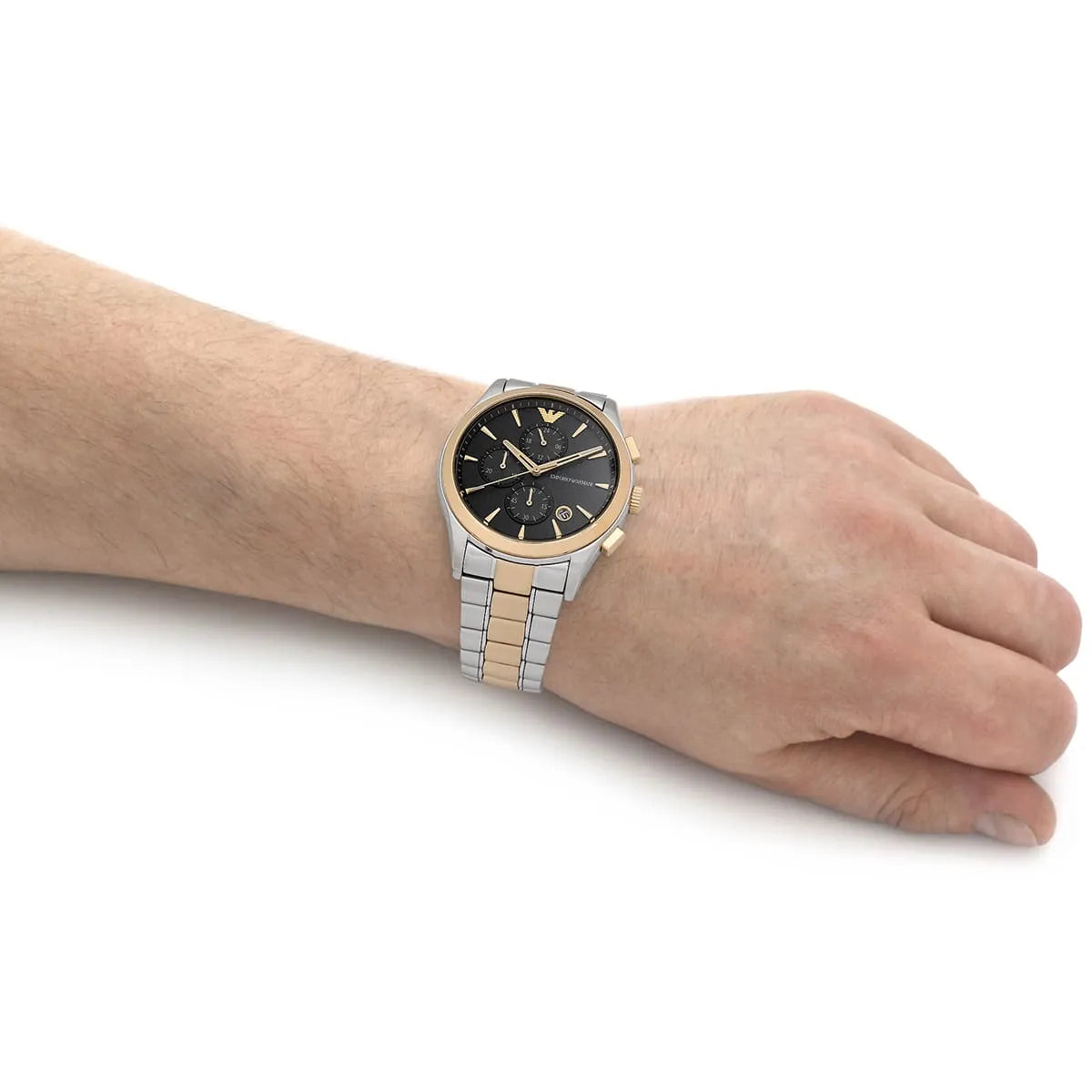  Shop Authentic Emporio Armani Paolo Chronograph Grey Dial Two Tone Steel Strap Watch For Men - AR11527 - Luxxuri