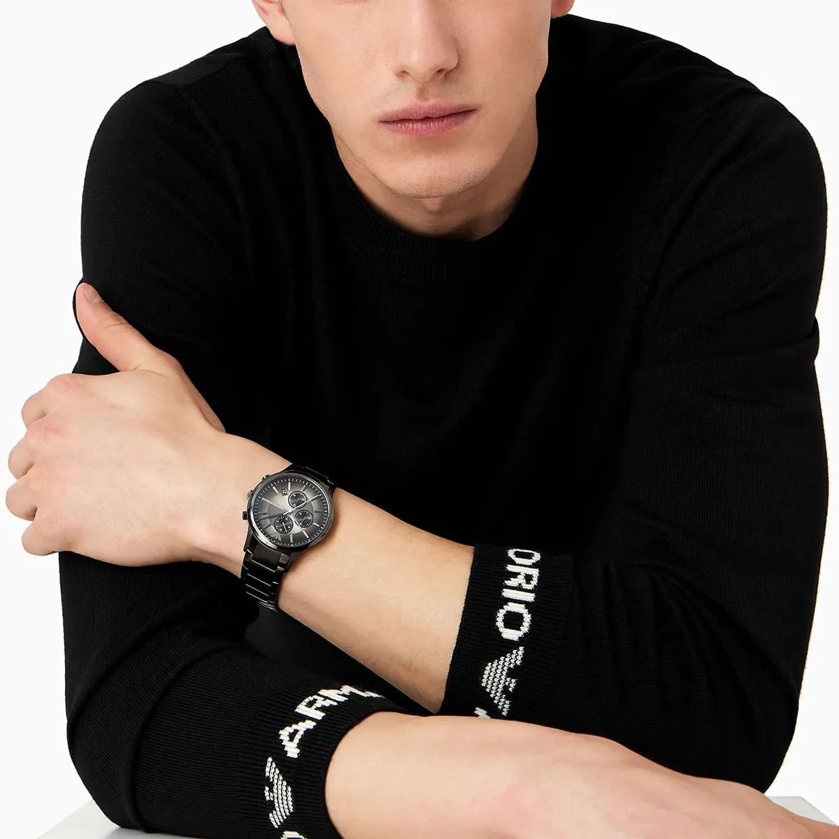  Shop Authentic Emporio Armani Analog Chronograph Black Dial Black Steel Strap Watch For Men - AR11531 - Luxxuri