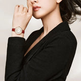  Shop Authentic Emporio Armani Two-Hand Analog White Dial Red Leather Strap Watch For Women - AR11532 - Luxxuri