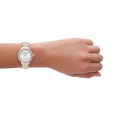  Shop Authentic Emporio Armani Three Hand Quartz Mother of Pearl Dial Two Tone Steel Strap Watch For Women - AR11569 - Luxxuri