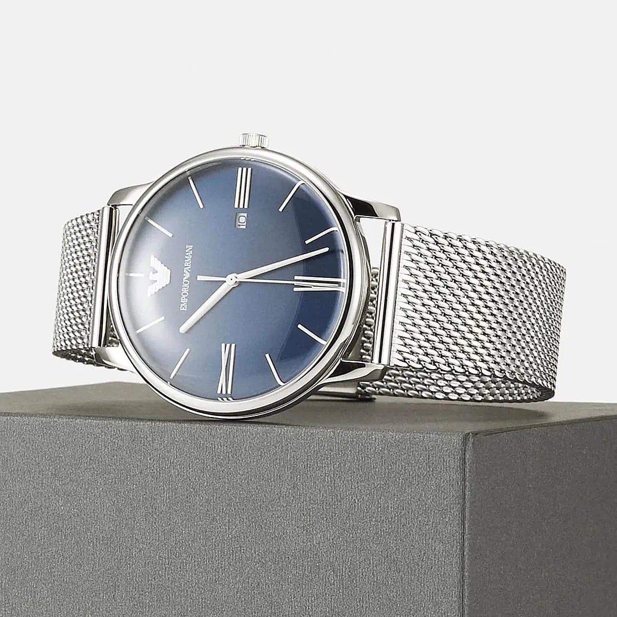  Shop Authentic Emporio Armani Minimalist Quartz Blue Dial Silver Steel Strap Watch For Men - AR11571 - Luxxuri