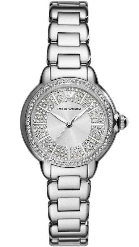  Shop Authentic Emporio Armani Mia Three Crystals Silver Dial Silver Steel Strap Watch For Women - AR11632 - Luxxuri