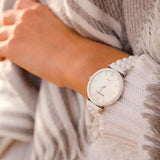  Shop Authentic Emporio Armani Giannti T Bar Quartz Mother of Pearl Dial White Steel Strap Watch For Women - AR1485 - Luxxuri