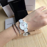  Shop Authentic Emporio Armani Giannti T Bar Quartz Mother of Pearl Dial White Steel Strap Watch For Women - AR1485 - Luxxuri
