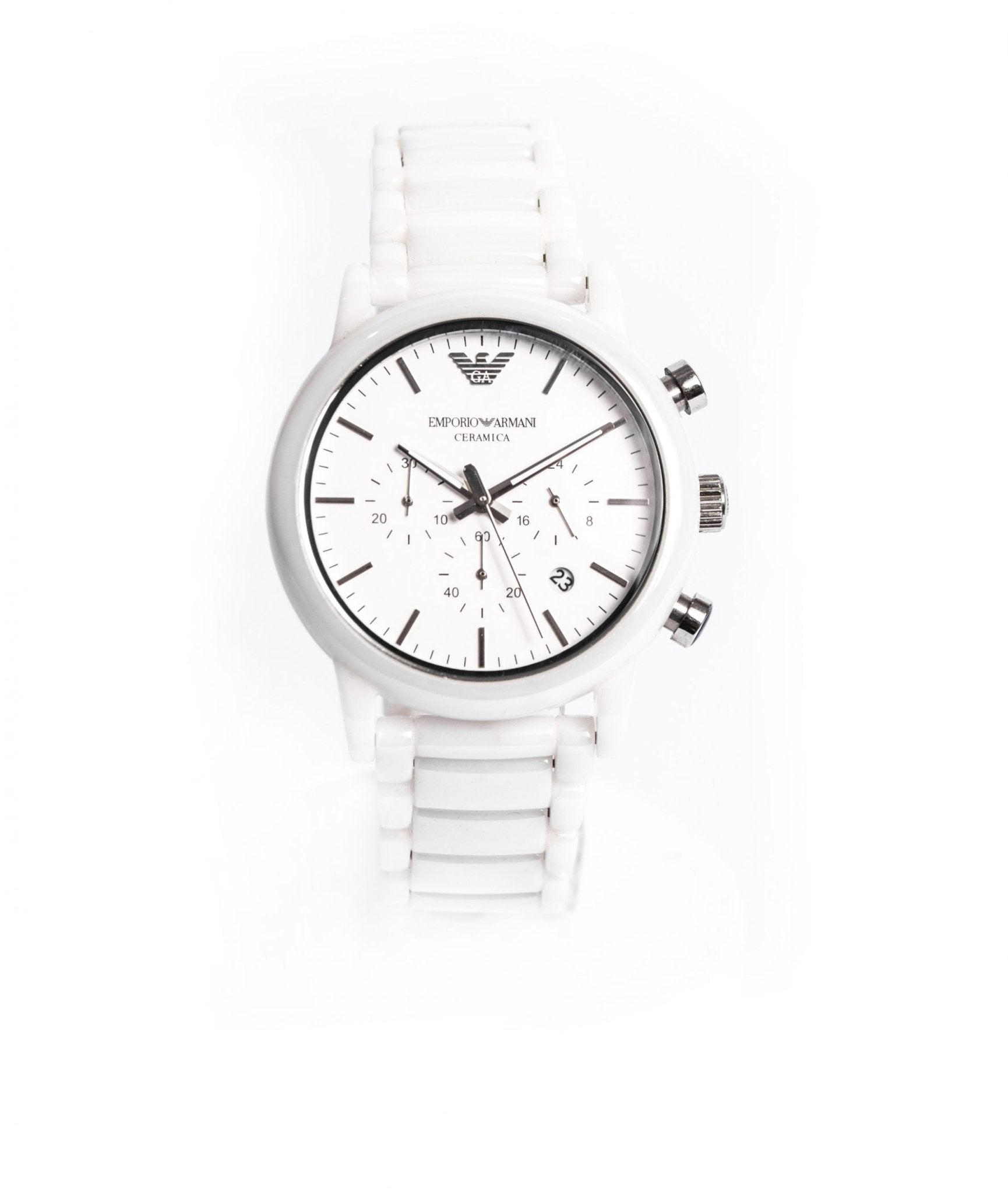  Shop Authentic Emporio Armani Luigi Chronograph Ceramic White Dial White Ceramic Strap Watch For Men - AR1499 - Luxxuri