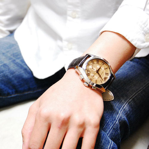  Shop Authentic Emporio Armani Valente Chronograph Amber Dial Brown Leather Strap Watch For Men - AR1634 - Luxxuri