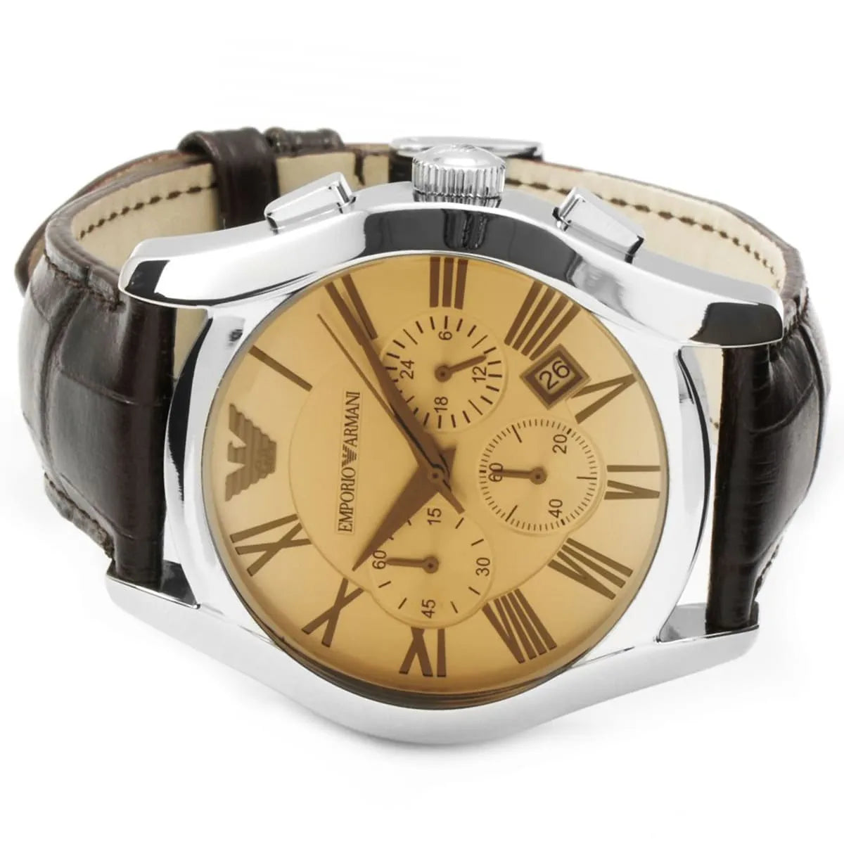  Shop Authentic Emporio Armani Valente Chronograph Amber Dial Brown Leather Strap Watch For Men - AR1634 - Luxxuri