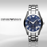  Shop Authentic Emporio Armani Classic Blue Dial Silver Steel Strap Watch For Men - AR1635 - Luxxuri