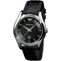  Shop Authentic Emporio Armani Valente Black Dial Black Leather Strap Watch For Men - AR0643 - Luxxuri