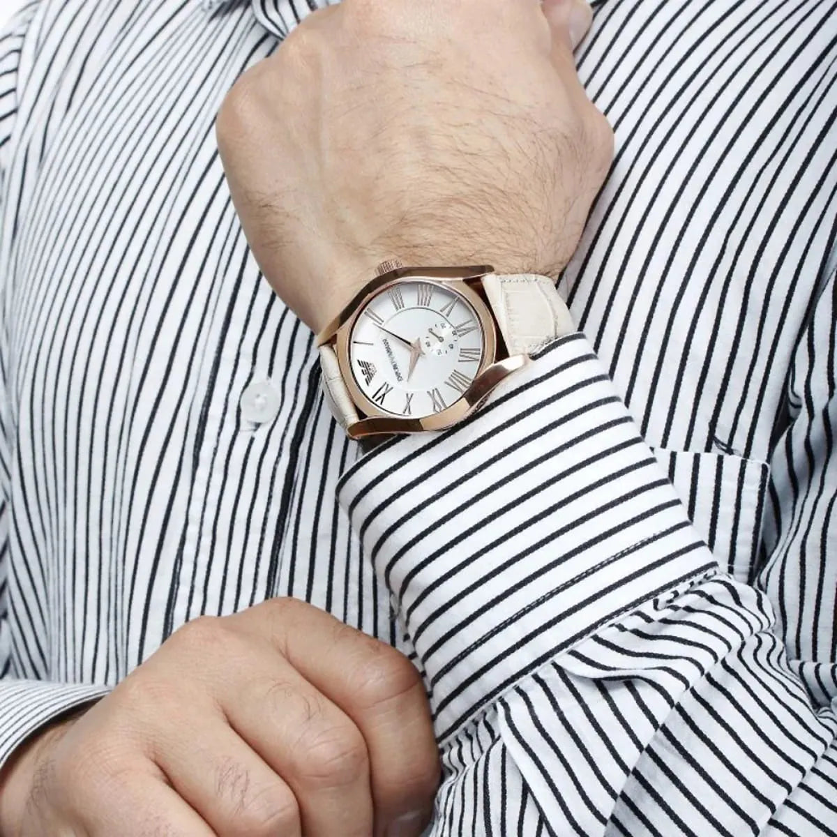  Shop Authentic Emporio Armani Valente Analog Beige Dial Beige Leather Strap Watch For Men - AR1667 - Luxxuri