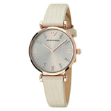  Shop Authentic Emporio Armani Gianni T Bar Gunmetal Dial Beige Leather Strap Watch For Women - AR1681 - Luxxuri