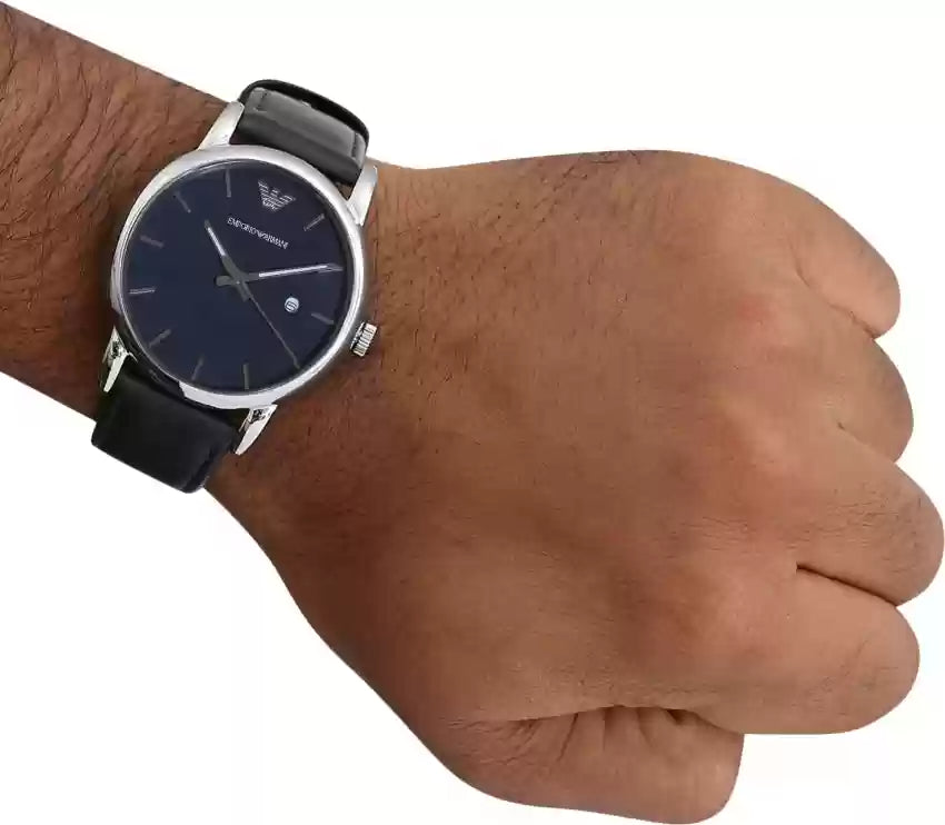  Shop Authentic Emporio Armani Classic Quartz Blue Dial Black Leather Strap Watch For Men - AR1731 - Luxxuri