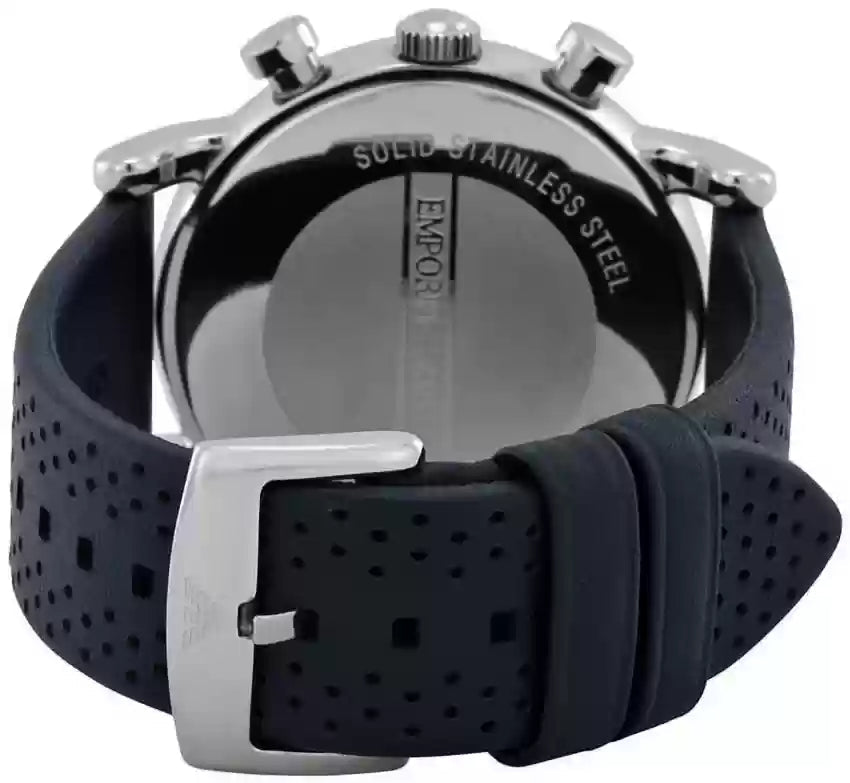  Shop Authentic Emporio Armani Luigi Chronograph Blue Dial Black Leather Strap Watch For Men - AR1736 - Luxxuri