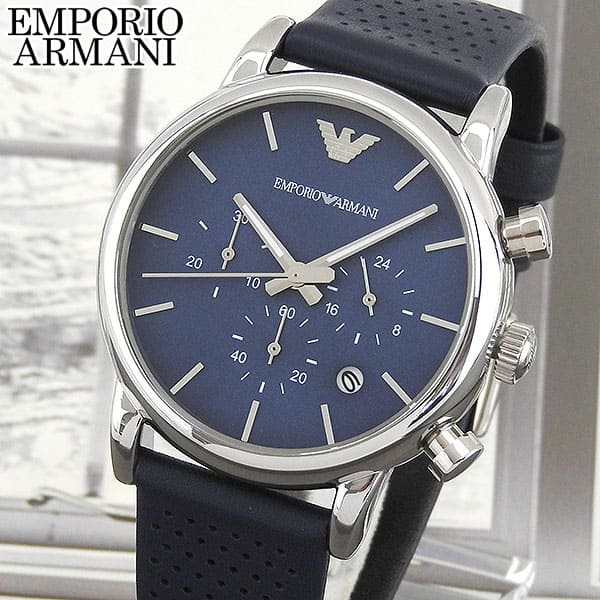  Shop Authentic Emporio Armani Luigi Chronograph Blue Dial Black Leather Strap Watch For Men - AR1736 - Luxxuri