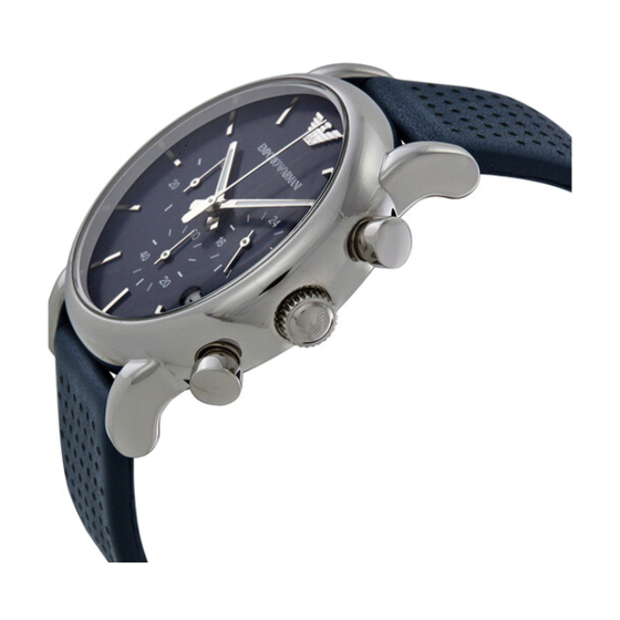  Shop Authentic Emporio Armani Luigi Chronograph Blue Dial Black Leather Strap Watch For Men - AR1736 - Luxxuri