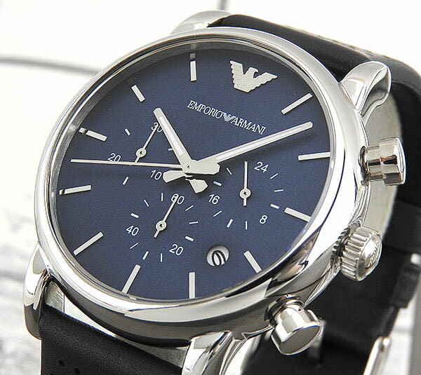  Shop Authentic Emporio Armani Luigi Chronograph Blue Dial Black Leather Strap Watch For Men - AR1736 - Luxxuri