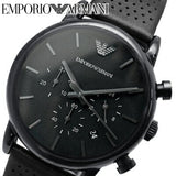 Shop Authentic Emporio Armani Luigi Chronograph Black Dial Black Leather Strap Watch For Men - AR1737 - Luxxuri