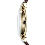  Shop Authentic Emporio Armani Gianni T Bar Burgundy Dial Burgundy Leather Strap Watch For Women - AR1757 - Luxxuri