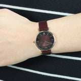  Shop Authentic Emporio Armani Gianni T Bar Burgundy Dial Burgundy Leather Strap Watch For Women - AR1757 - Luxxuri