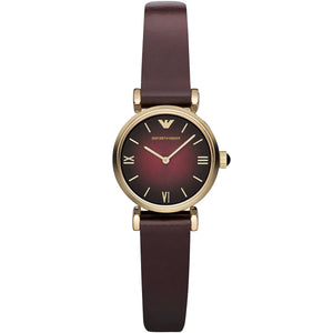  Shop Authentic Emporio Armani Gianni T Bar Burgundy Dial Burgundy Leather Strap Watch For Women - AR1758 - Luxxuri