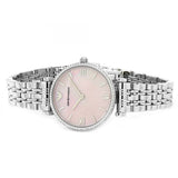  Shop Authentic Emporio Armani Gianni T Bar Pink Mother of Pearl Dial Silver Steel Strap Watch For Women - AR1779 - Luxxuri