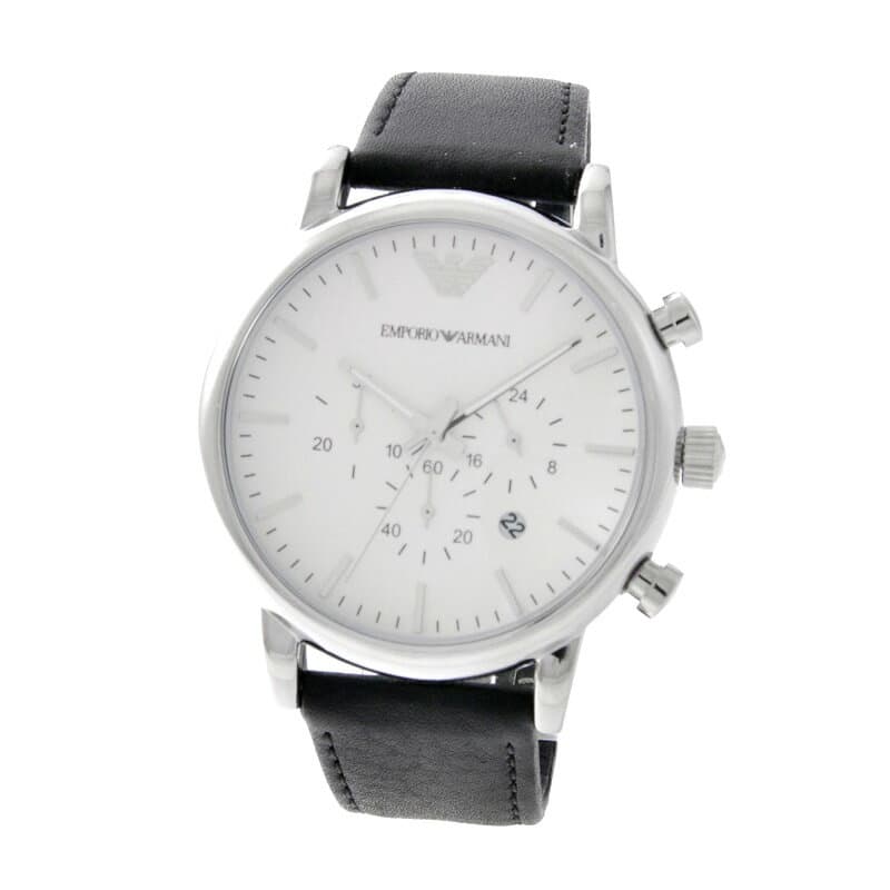  Shop Authentic Emporio Armani Classic Quartz Chronograph White Dial Black Leather Strap Watch For Men - AR1807 - Luxxuri