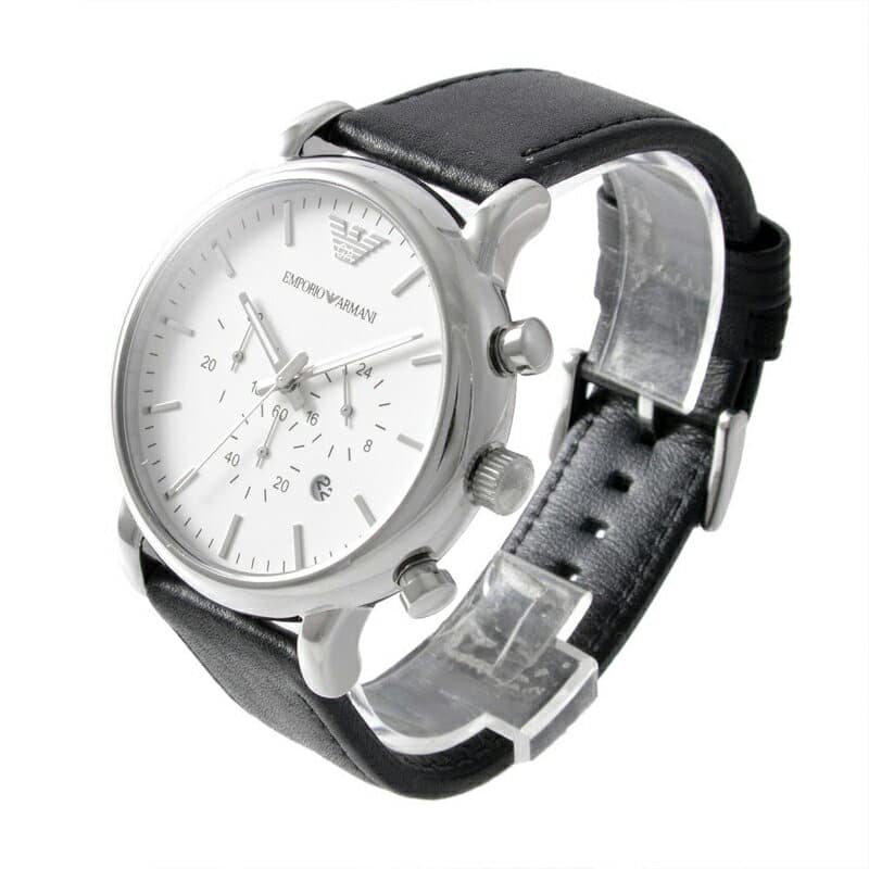  Shop Authentic Emporio Armani Classic Quartz Chronograph White Dial Black Leather Strap Watch For Men - AR1807 - Luxxuri