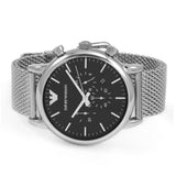  Shop Authentic Emporio Armani Classic Chronograph Black Dial Silver Mesh Bracelet Watch For Men - AR1808 - Luxxuri