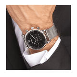  Shop Authentic Emporio Armani Classic Chronograph Black Dial Silver Mesh Bracelet Watch For Men - AR1808 - Luxxuri
