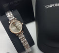Emporio Armani Gianni T Bar Grey Dial Two Tone Steel Strap Watch For Women - AR1841