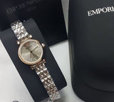  Shop Authentic Emporio Armani Gianni T Bar Grey Dial Two Tone Steel Strap Watch For Women - AR1841 - Luxxuri