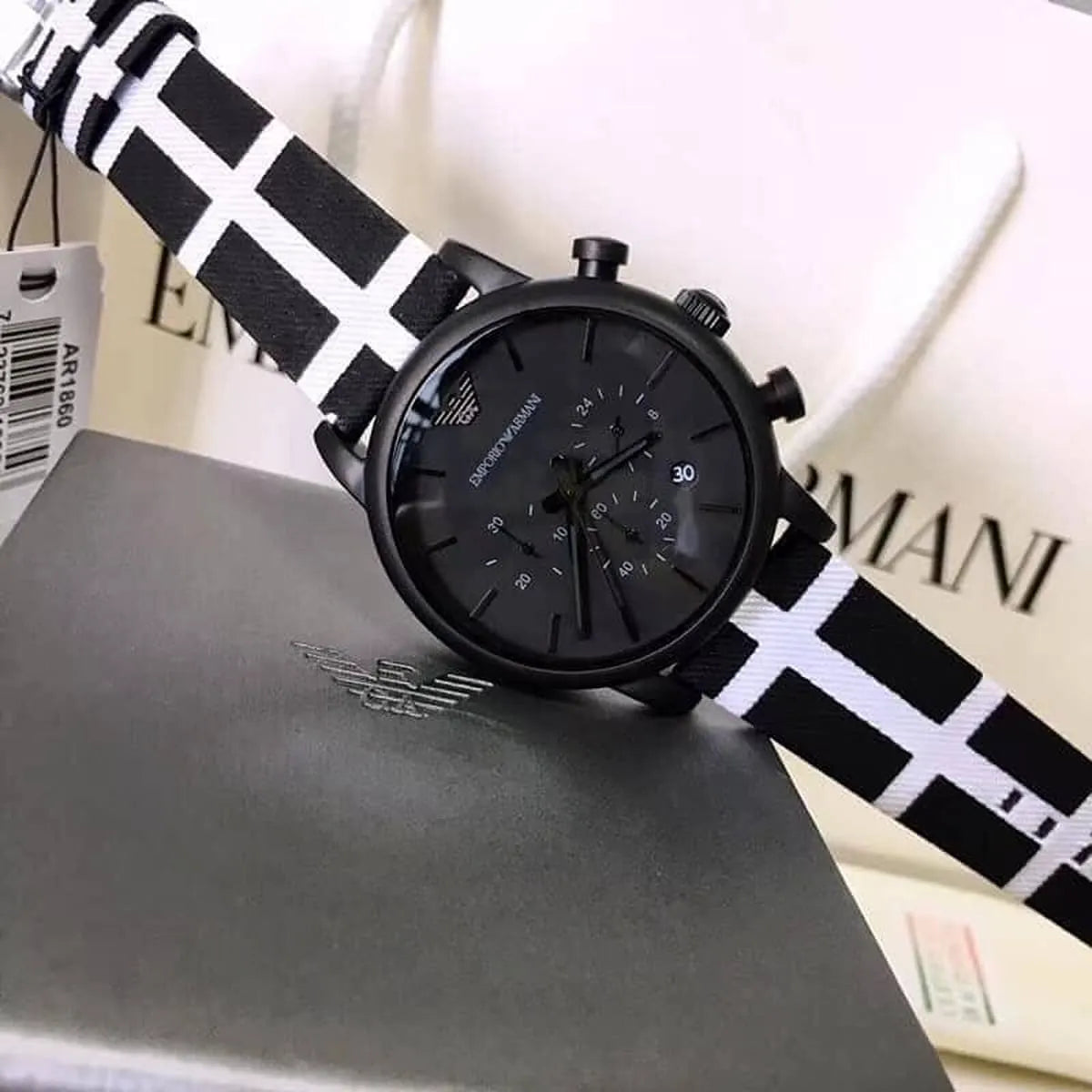  Shop Authentic Emporio Armani Classic Black Dial Black Leather Strap Watch For Men - AR1860 - Luxxuri