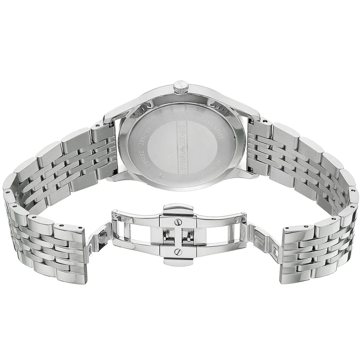  Shop Authentic Emporio Armani Classic Silver Dial Silver Steel Strap Watch For Men - AR1867 - Luxxuri