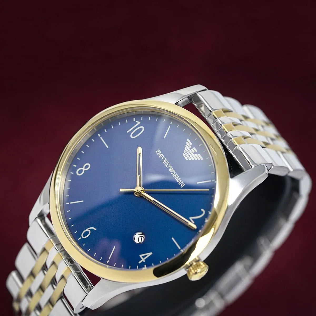  Shop Authentic Emporio Armani Classic Quartz Blue Dial Two Tone Steel Strap Watch For Men - AR1868 - Luxxuri