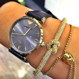  Shop Authentic Emporio Armani Gianni T Bar Blue Dial Blue Leather Strap Watch For Women - AR1875 - Luxxuri