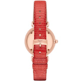  Shop Authentic Emporio Armani Gianni T Bar Silver Dial Red Leather Strap Watch For Women - AR1876 - Luxxuri