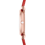  Shop Authentic Emporio Armani Gianni T Bar Silver Dial Red Leather Strap Watch For Women - AR1876 - Luxxuri