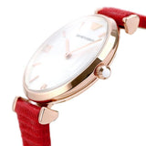  Shop Authentic Emporio Armani Gianni T Bar Silver Dial Red Leather Strap Watch For Women - AR1876 - Luxxuri