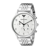  Shop Authentic Emporio Armani Classic Chronograph Silver Dial Silver Steel Strap Watch For Men - AR1879 - Luxxuri